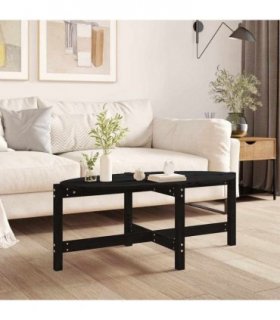 vidaXL Coffee Table Black 118x63x45 cm Solid Wood Pine — Size: 118 x 63 x 45 cm