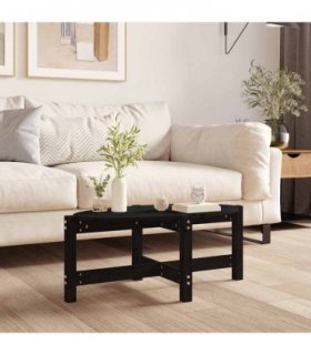 vidaXL Coffee Table Black 87x48x35 cm Solid Wood Pine — Size: 87 x 48 x 35 cm