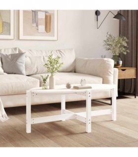 vidaXL Coffee Table White 118x63x45 cm Solid Wood Pine — Size: 118 x 63 x 45 cm