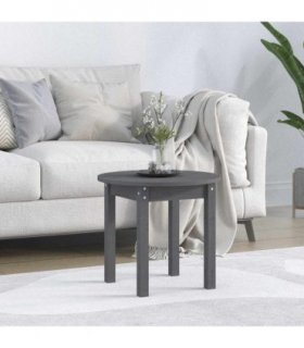 vidaXL Coffee Table Grey Ø 45x40 cm Solid Wood Pine — Size: Ø 45 x 40 cm