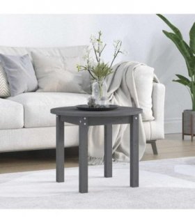 vidaXL Coffee Table Grey Ø 55x45 cm Solid Wood Pine — Size: Ø 55 x 45 cm