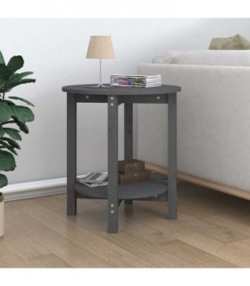 vidaXL Coffee Table Grey Ø 55x60 cm Solid Wood Pine — Size: Ø 55 x 60 cm