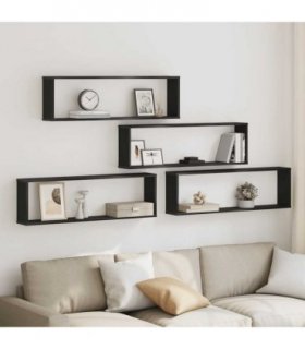 vidaXL Wall Cube Shelves 4 pcs Black Oak 100x15x30 cm Engineered Wood — Size: 100 x 15 x 30 cm