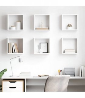 vidaXL Cube Shelf | Set of 6 | White | Engineered wood | 30x15x30 cm per cube — Size: 30 x 15 x 30 cm