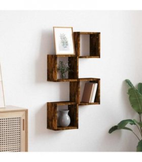 vidaXL Wall Shelves 4 pcs Smoked Oak 26 x 15 x 26 cm Engineered Wood
