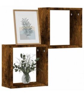vidaXL Wall Cube Shelves 2 pcs Smoked Oak 30x15x30 cm — Size: 30 x 15 x 30 cm