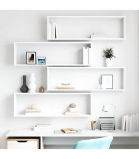 vidaXL Wall Cube Shelf 4 pcs White 100x15x30 cm Engineered Wood — Size: 100 x 15 x 30 cm