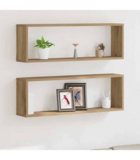 vidaXL Wall Shelves 2 pcs Artisian Oak 80 x 15 x 26 cm Engineered Wood — Colour: Artisan oak, Size: 80 x 15 x 26.5 cm