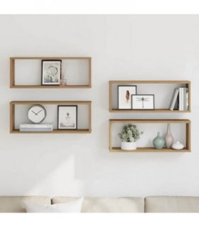 vidaXL Wall Cube Shelves 4 pcs Artisan Oak 60x15x23 cm Engineered Wood — Size: 60 x 15 x 23 cm