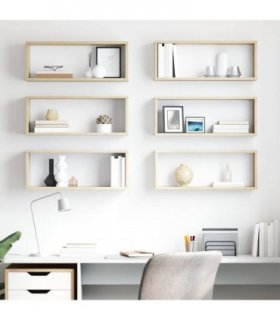 vidaXL Wall Cube Shelf 6 pcs Sonoma Oak 60x15x23 cm Engineered Wood — Size: 60 x 15 x 23 cm