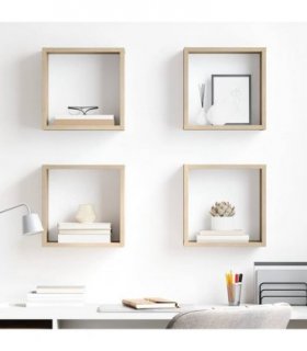 vidaXL Cube Shelf | Set of 4 | Sonoma oak | Engineered wood | Medium — Size: 30 x 15 x 30 cm