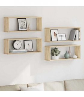 vidaXL Wall Shelf | Set of 4 | Sonoma oak | Engineered wood — Size: 60 x 15 x 23 cm