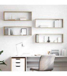 vidaXL Wall Cube Shelf 4 pcs Sonoma Oak 80x15x26.5 cm Engineered Wood — Size: 80 x 15 x 26.5 cm