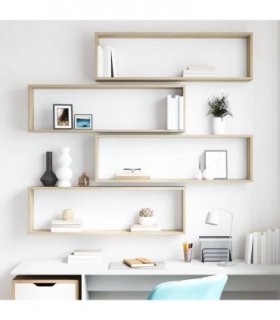 vidaXL Wall Cube Shelf 4 pcs Sonoma Oak 100x15x30 cm Engineered Wood — Size: 100 x 15 x 30 cm