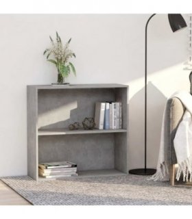 vidaXL 2-Tier Book Cabinet Concrete Grey 80x30x76.5 cm Engineered Wood