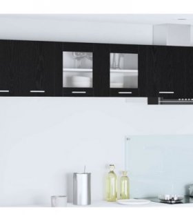 vidaXL Hanging Cabinet Black Oak and White 80 x 31 x 40 cm — Model: 1x hanging glass cabinet (2 doors) 80 cm wide 40 cm high