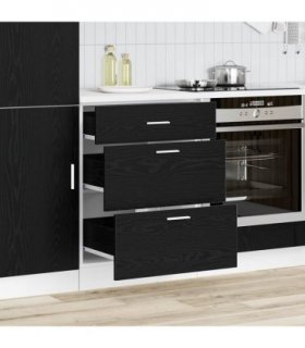 vidaXL Kitchen Base Cabinet with Drawer Black Oak 60 x 46 x 81.5 cm — Model: 1x bottom cabinet (3 drawers) 60 cm