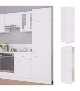 vidaXL Refrigerator Cabinet Lyon White 60x57x207 cm Engineered Wood — Model: 1x refrigerator cabinet 60 cm