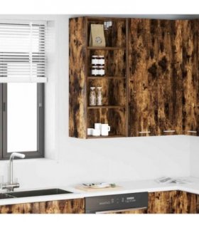 vidaXL Hanging Cabinet Smoked Oak 40 x 29.5 x 100 cm Engineered W — Model: 1x hanging cabinet (4 shelves) 40 cm wide 100 cm high
