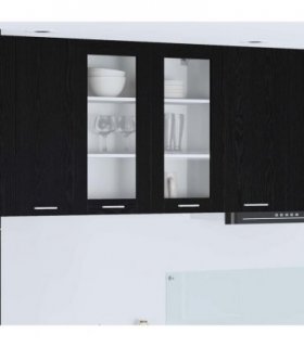 vidaXL Hanging Cabinet Black Oak 80 x 31 x 80 cm Engineered Wo — Model: 1x hanging glass cabinet (2 doors) 80 cm wide 80 cm high