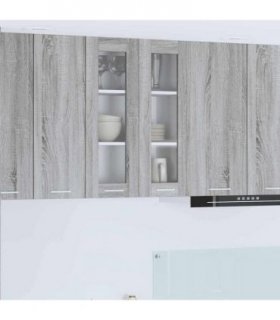 vidaXL Hanging Cabinet Grey Sonoma 60 x 31 x 80 cm Engineered — Model: 1x hanging glass cabinet (2 doors) 60 cm wide 80 cm high