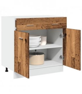 vidaXL Drawer Bottom Cabinet Lyon Old Wood 80x46x81.5 cm Engineered Wood — Model: 1x bottom cabinet (2 doors 2 drawers) 80 cm
