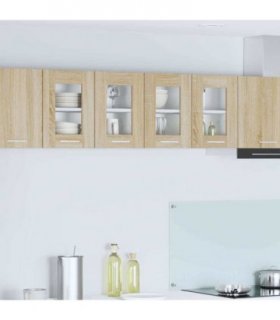 vidaXL Hanging Cabinet with Storage 2 pcs Sonoma Oak 60 x 31 x — Model: 2x hanging glass cabinet (2 doors) 60 cm wide 40 cm high