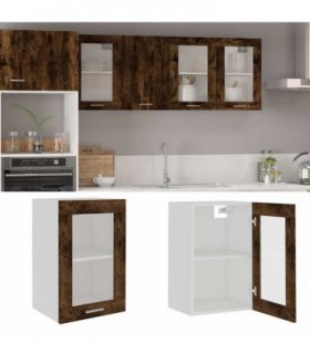 vidaXL Hanging Glass Cabinet Lyon Smoked Oak 40x31x60 cm Engine — Model: 1x hanging glass cabinet (1 door) 40 cm wide 60 cm high