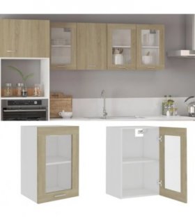 vidaXL Hanging Glass Cabinet | Sonoma oak | Engineered wood, gl — Model: 1x hanging glass cabinet (1 door) 40 cm wide 60 cm high