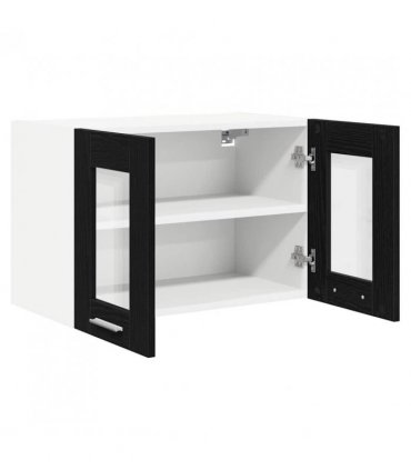 vidaXL Hanging Cabinet Black Oak 60 x 31 x 40 cm Engineered Wo — Model: 1x hanging glass cabinet (2 doors) 60 cm wide 40 cm high
