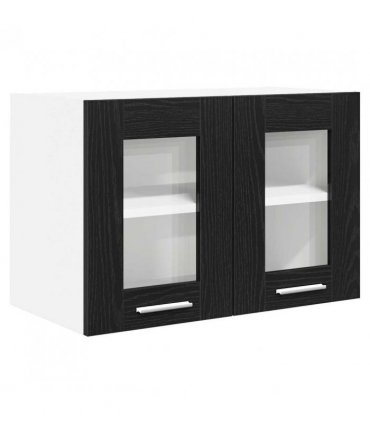 vidaXL Hanging Cabinet Black Oak 60 x 31 x 40 cm Engineered Wo — Model: 1x hanging glass cabinet (2 doors) 60 cm wide 40 cm high