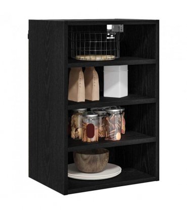 vidaXL Hanging Cabinet Black oak 40 x 29.5 x 60 cm Engineered Wood — Model: 1x hanging cabinet (4 shelves) 40 cm wide 60 cm high
