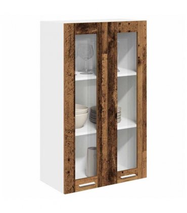 vidaXL Hanging Cabinet Old Wood 60 x 31 x 100 cm Engineered W — Model: 1x hanging glass cabinet (2 doors) 60 cm wide 100 cm high