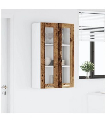 vidaXL Hanging Cabinet Old Wood 60 x 31 x 100 cm Engineered W — Model: 1x hanging glass cabinet (2 doors) 60 cm wide 100 cm high
