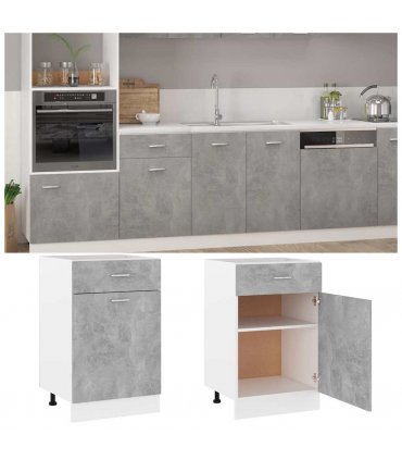 vidaXL Drawer Bottom Cabinet Lyon Concrete Grey 50x46x81.5 cm Engineered Wood — Model: 1x bottom cabinet (1 door 1 drawer) 50 cm