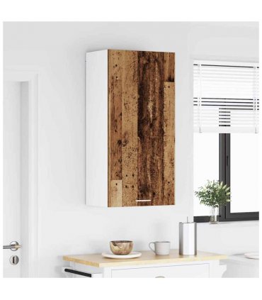vidaXL Hanging Cabinet Old Wood and White 50 x 31 x 100 cm — Model: 1x hanging cabinet (1 door) 50 cm wide 100 cm high
