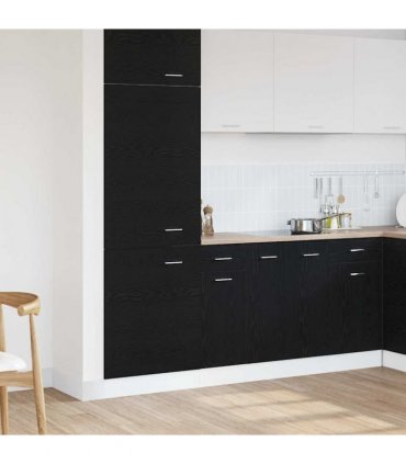 vidaXL Hanging Cabinet Black Oak 30 x 46 x 81.5 cm Engineered Wood — Model: 1x bottom cabinet (1 door 1 drawer) 30 cm