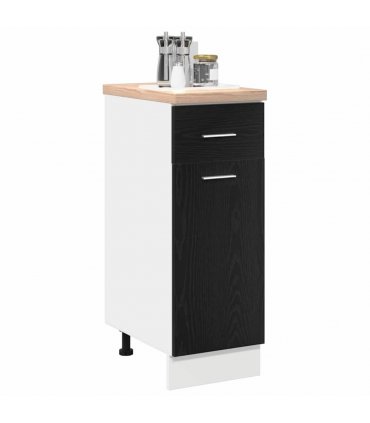 vidaXL Hanging Cabinet Black Oak 30 x 46 x 81.5 cm Engineered Wood — Model: 1x bottom cabinet (1 door 1 drawer) 30 cm