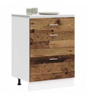 vidaXL Kitchen Base Cabinet Lyon Old Wood Engineered Wood — Model: 1x bottom cabinet (3 drawers) 60 cm