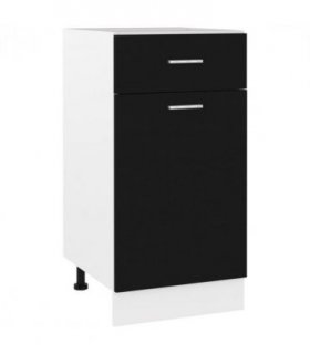 vidaXL Drawer Bottom Cabinet | Black | Engineered Wood | Medium — Model: 1x bottom cabinet (1 door 1 drawer) 40 cm
