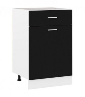 vidaXL Drawer Bottom Cabinet | Black | Engineered wood | 50 x 46 x 81.5 cm — Model: 1x bottom cabinet (1 door 1 drawer) 50 cm