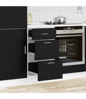 vidaXL Kitchen Base Cabinet with Drawer Black Oak 40 x 46 x 81.5 cm — Model: 1x bottom cabinet (3 drawers) 40 cm