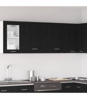 vidaXL Hanging Cabinet with Shelf Lyon 2 pcs Black Oak 50 x 31 x 60 c — Model: 2x hanging cabinet (1 door) 50 cm wide 60 cm high