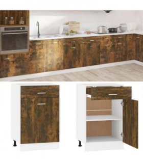 vidaXL Drawer Bottom Cabinet Lyon Smoked Oak 50x46x81.5 cm Engineered Wood — Model: 1x bottom cabinet (1 door 1 drawer) 50 cm