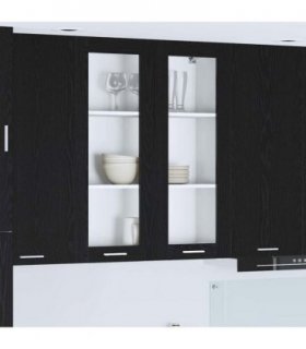 vidaXL Hanging Cabinet Black Oak 80 x 31 x 100 cm Engineered — Model: 1x hanging glass cabinet (2 doors) 80 cm wide 100 cm high