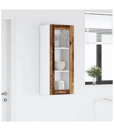 vidaXL Hanging Cabinet Old Wood 40 x 31 x 100 cm Engineered Wo — Model: 1x hanging glass cabinet (1 door) 40 cm wide 100 cm high