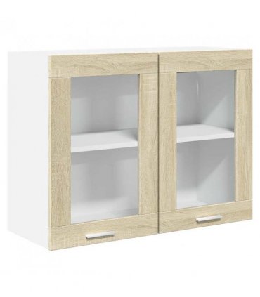 vidaXL Hanging Glass Cabinet Lyon Sonoma Oak 80x31x60 cm Engin — Model: 1x hanging glass cabinet (2 doors) 80 cm wide 60 cm high