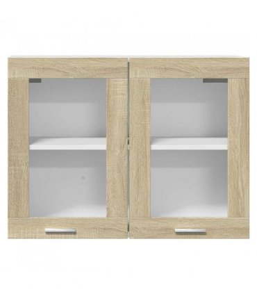 vidaXL Hanging Glass Cabinet Lyon Sonoma Oak 80x31x60 cm Engin — Model: 1x hanging glass cabinet (2 doors) 80 cm wide 60 cm high
