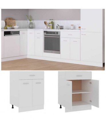vidaXL Drawer Bottom Cabinet White 60x46x81.5 cm Engineered Wood — Model: 1x bottom cabinet (2 doors 1 drawer) 60 cm