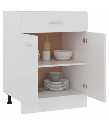 vidaXL Drawer Bottom Cabinet White 60x46x81.5 cm Engineered Wood — Model: 1x bottom cabinet (2 doors 1 drawer) 60 cm